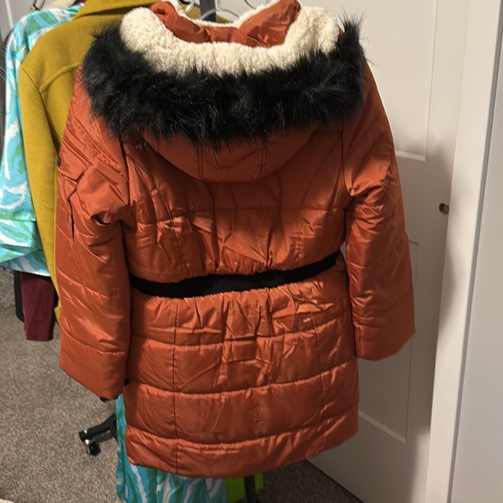 NWT Hudson Puffer Coat Faux Fur Trim in Baked Clay fleece lined. Fits women XS - Picture 3 of 16
